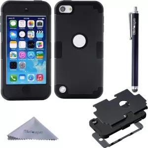 iPod Touch 7용 Wisdom 케이스 6용 5용 3 in 하이브리드 소프트 실리콘 및 하드 PC 보호 커버 블랙/블랙