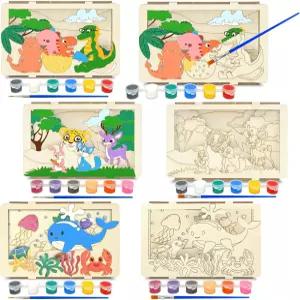 48인용 Vileafy 3D 나무 그림 공예 키트 공룡 바다 정글 동물과 함께하는 DIY 예술 및 파티 선물 부활절