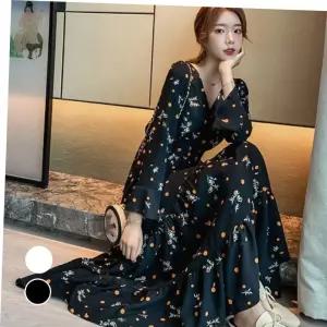 패턴 패션 플라워 외출 여성 나들이 원피스