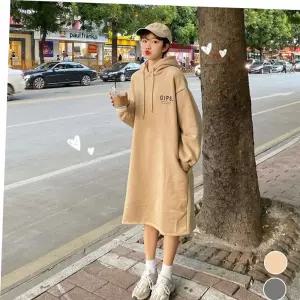 원피스 스타일 외출 후드 귀여운 두툼한 여성