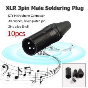 XLR 3핀 남성 DIY 오디오 케이블 마이크 커넥터 은도금 아연 합금 케이스 솔더 플러그 (마이크용)
