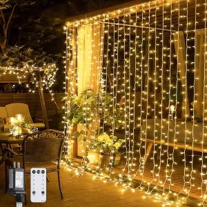 JMEXSUSS 300 LED 리모컨 커튼 조명 야외 요정 플러그인 침실 실내 기숙사 배경 결혼식 파티 크리스마스
