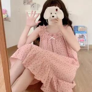 [룽스_65]시원한 민소매 체리 롱 원피스 잠옷 홈웨어