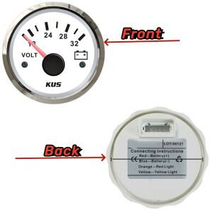 KUS 18-32v 전압계 52mm 블랙 빨간색 또는 노란색 백라이트 차량 트럭 선박 RV용