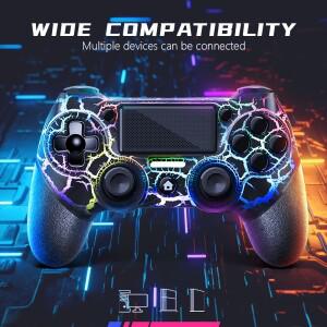 무선 게임패드 PS4 호환/PS3 호환 콘솔 컴퓨터 PC/Steam/IOS/Android 용 터치 Bluetooth 컨트롤러 이중 진