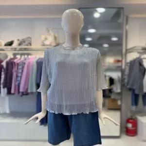 [크로커다일레이디]크로커다일레이디 메탈 주름 5부 티셔츠 CLFMTS128_DG