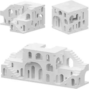 DovOb 건축용 변형 가능한 화이트 캐슬 빌딩 블록 세트 110PCS 건설 매직 메이즈 모드 수집형 디스플레이