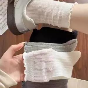 여성 양말 여름 양말 데일리 패션 신축성 장목 레이스 프릴 통기성 캐주얼 발목 메쉬 흡습