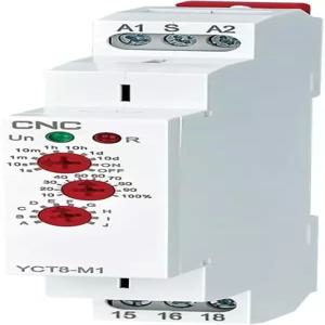 CNC YCT8-M1 16A 다기능 타이머 릴레이 10가지 기능 선택 AC/DC 12V 220V 시간 지연 1 출력 제어 DIN 레일