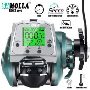 SAMOLLA 대형 전자 낚시 릴, USB 충전, 디스플레이 화면, 온도 및 기압, 바다 보트 베이트 캐스팅 신제품