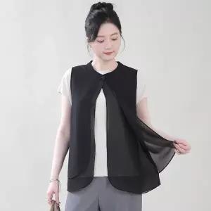 애비뉴투지 엄마옷 원버튼 날개 쉬폰 여성 여름 루즈핏 이중 조끼 V06604