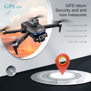 신형 드론 S158 전문가용 항공 촬영 8K 트리플 카메라 5G GPS RC 쿼드콥터 브러시리스 및 장애물 회피 기능