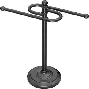 Gatco 546MX 모던 라운드 베이스 프리스탠딩 카운터탑 S 스타일 수건 홀더 매트 블랙 / 425인치 H x 8인치