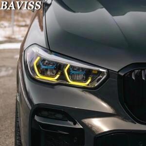 레이저 헤드라이트 주간 주행 라이트 옐로우, 2020 2021 BMW X5 G05 X6 G06 40ix 50ix SUV 엔젤 아이즈 DRL