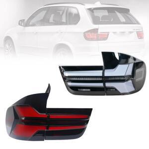 BMW X5 E70 2007-2013 용 LH & RH 테일 라이트 DRL LED 후방 브레이크 스톱 램프 자동차 수정을위한 블랙