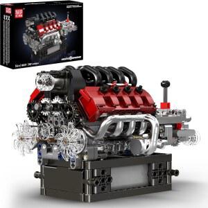 몰드 킹 10227 V8 엔진 모델 키트, 787+PCS 미니 기어시프트 및 모터로 나만의 자동차 제작, 성인용 빌딩 블록, DIY 건설 엔지니어링 장난감