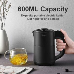 전기 주전자 600ML 미니 티포트 304 스테인리스 스틸 주방 빠르게 물 끓이기 사무실 여행용
