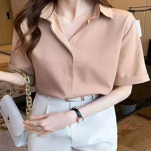 여성반팔셔츠 쉬폰 블라우스 무지티 상의 여름lmn898