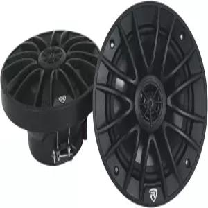 로크빌 페어 RM-PREMIUM-65 블랙 6.5인치 해상 보트 스피커 600W 피크/150W RMS 4옴 방수 및 실외 차량용