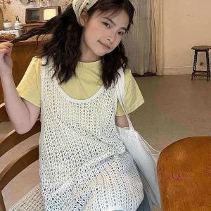 나들이 트임 룩 펀칭 여름용 그물 롱조끼 뷔스티에 룩여름용ghi644