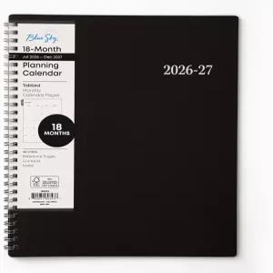 블루 스카이 2027 18개월 월간 플래너 캘린더 2026년 7월 - 2027년 8 x 10 레이아웃 유연한 커버 실버