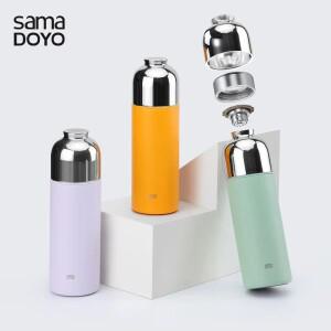 SAMADOYO-차 만들기 컵 휴대용 304 스테인레스 스틸 이중층 차량용