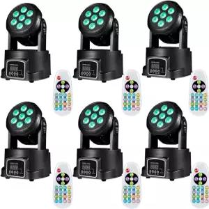 AGVYBE 무빙 헤드 DJ 라이트 7x12W RGBW LED 워시 스테이지 6000LM 스포트라이트 사운드 활성화 및 DMX512