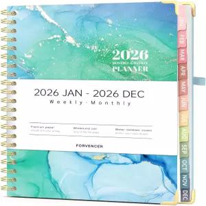 Forvencer 2026 플래너 여성 주간 및 월간 캘린더 2026년 1월 - 12월 8.5 x 11 탭이 있는 하드커버 기획