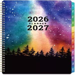 플래너 2026-2027 - 학술 26-27 2026년 7월 2027년 6월 8 x 10 주간 및 월간 컬러 탭 나선형 바인딩 포켓