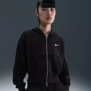 나이키후드집업 HQS HV2427-010 피닉스 플리스 루즈 풀집 크롭 후디 블랙