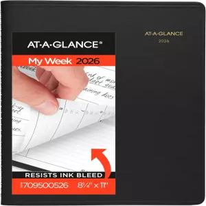 AT-A-GLANCE 2026 예약 북 플래너 주간 8-1/4 x 11 대형 블랙 (709500526)