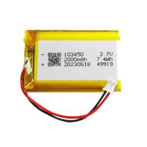 103450 배터리 2000mAh 폴리머 리튬 충전식 Jst PH 2pin 플러그 카메라 GPS 네비게이터 블루투스 헤드셋