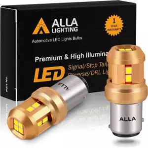 알라 라이팅 미니어처 2V BAY5D 베이스 7528 57 LED 전구 6000K 제논 화이트 슈퍼 브라이트 시그널 백업