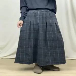 여사친 치마 울 롱 가을 캐주얼 빈티지 체크 트렌디 아이템 A라인 HT3