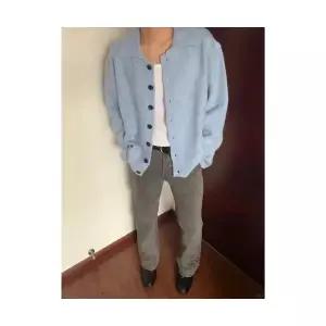 남성 데일리 니트 칼라넥 빈티지 터틀넥 혼방 바둑판 체크 카디건 다올1
