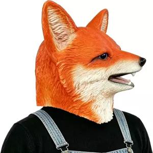 비섬 라텍스 레드 폭스 헤드 마스크 리얼한 늑대 동물 의상 전용 할로윈 파티 소품
