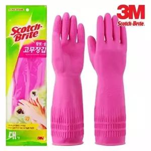 고품질 (set)3M 황토숯 고무장갑 대 10개 설거지 주방 김장 WFOEI9N