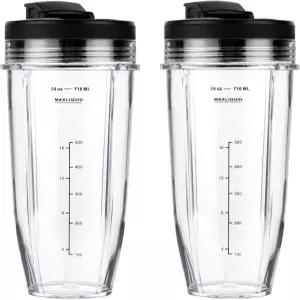 TSPKU 24oz 교체 블렌더 컵과 Sip Seal Lid 2팩 이 있는 Nutri Ninja Auto iQ BL480 BN401 푸디 SS351 닌자