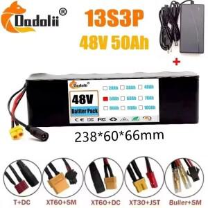 48V 50Ah 1000W 13S3P 리튬 이온 배터리 팩 BMS + 52.6V 2A Ch가 있는 50000mAH의 운송에 적합