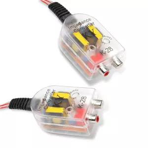 Dogary 2 PCS 차량 오디오 라인 출력 컨버터 고저 스피커 임피던스 신호 어댑터 대부분의 차량(다색)을