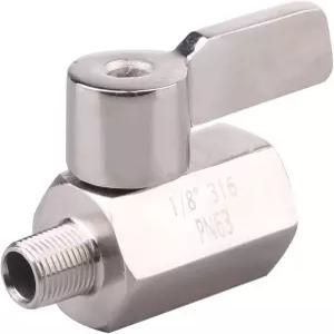 DERNORD 1/8 스테인리스 미니 볼 밸브 NPT 암컷 x 수컷 나사 SUS316