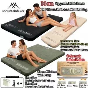 마운틴하이커 싱글/더블 셀프 인플레이팅 매트리스 두꺼운 0cm 컴팩트 폴딩 캠핑 침대 패드 에어 매트 바닥