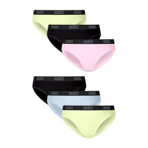 Hanes 여아용 속옷 힙스터 팩, 가볍고 편안한 X-temp 비키니 팬티, 냄새 조절, 핑크, 블랙, 그린, 블루