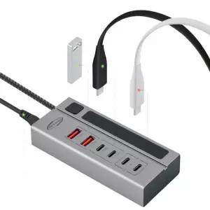 C타입 유전원 멀티 허브 6포트 10Gbps USB3.2 PD 핸드폰 충전기 초고속 노트북 데스크탑 포트확장 분배기
