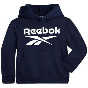 Reebok 남아용 스웨트셔츠 - 퍼포먼스 플리스 풀오버 후디 아늑한 그래픽 체육관 러닝 및 캐주얼 데일리 웨어, 벡터 네이비.
