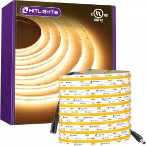 HitLights COB LED 스트립 조명 따뜻한 흰색 12V 테이프 2700K 16.4피트 2640개 lm/ft 426개 CRI 90 IP30