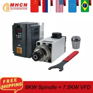 CNC 세라믹 볼 스핀들 머신 6000w 6kw 220V 380V 공랭식 스핀들 모터 18000RPM 300hz ER32 7.5KW 인버터 VF