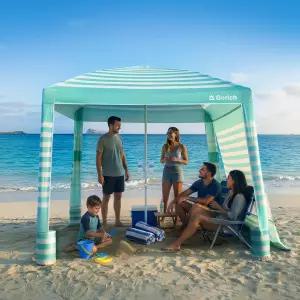 UPF50 자외선 차단 기능이 있는 고리치 비치 카바나 8x8 FT/10x10 측벽이 캐노피 텐트 간편한 설치 가족용