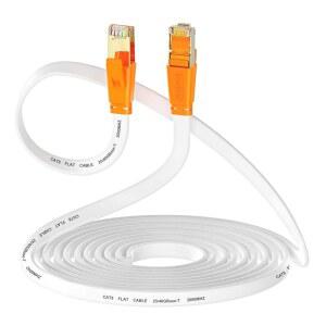 스몰링크 이더넷 케이블 15피트 CAT 2000MHZ 40GBPS 인터넷 전문가용 플랫 LAN SFTP 패치 코드 라우터 모뎀용 도금 RJ45 커넥터 포함 화이트