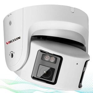 VIKYLIN 4K 8MP 컬러 POE IP 카메라 사람 차량 감지 기능이 있는 4MM 고정 렌즈 터렛 액티브 스트로브 라이트 오디오 알람 양방향 통화 SD 카드 슬롯 512GB 블루 아이리스 NDAA 호환